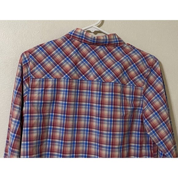 Patagonia Women's Medium Long Sleeve Snap Button Plaid Shirt Red Blue White - Picture 5 of 9